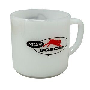 Melroe Bobcat Vintage Mug Federal Milk Glass Heat Proof USA Made